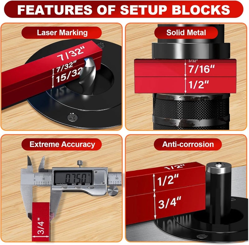 AQYY Setup Blocks Height Gauge Set, 15pcs Precision Aluminum Setup Bars for Router and Table Saw Accessories Woodworking Set Up,Bars Accessories Laser Engraved Size Markings - Image 5